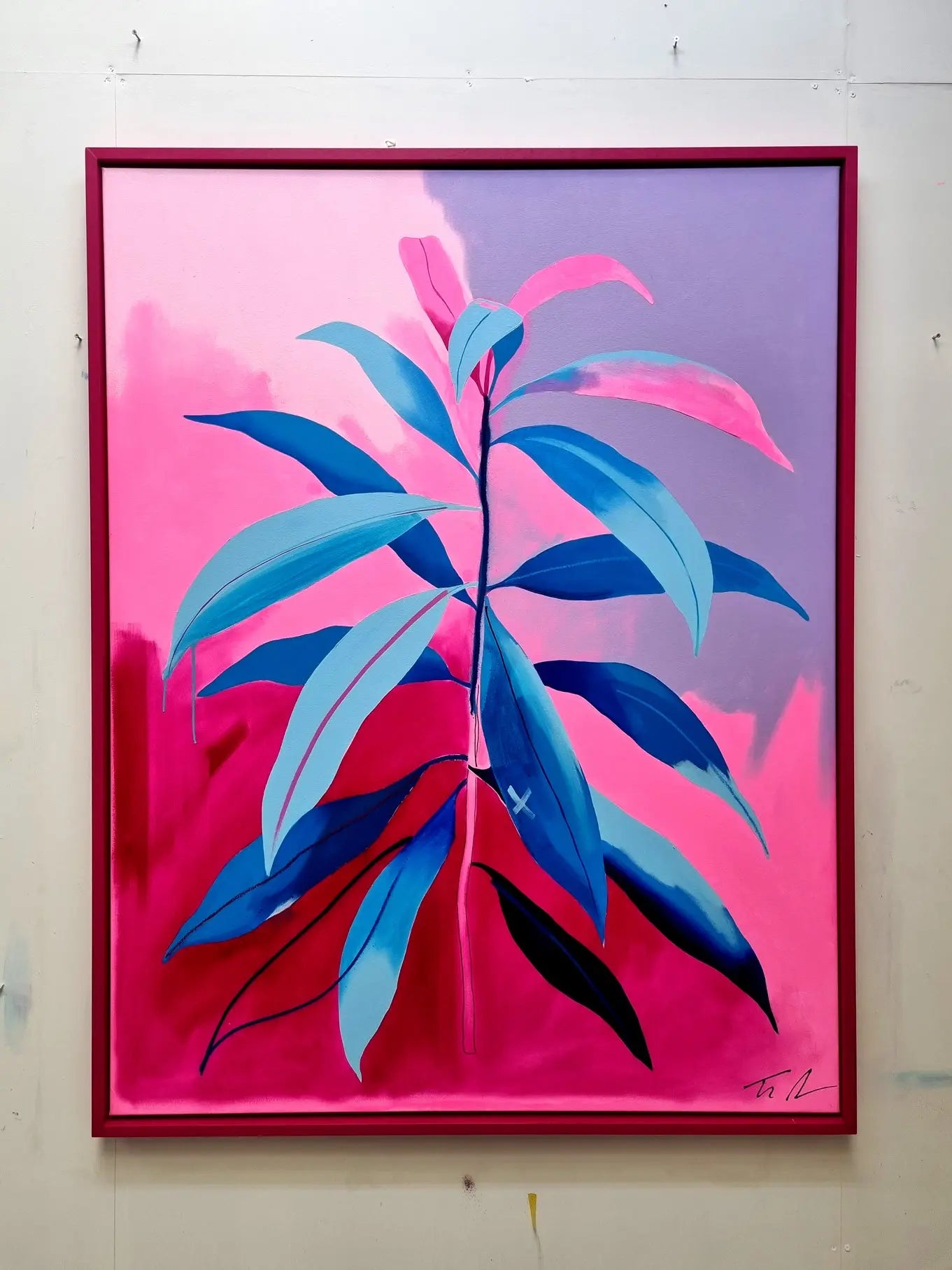 Tim Fowler - Sapphire Leaves | Original Contemporary Botanical Painting ...